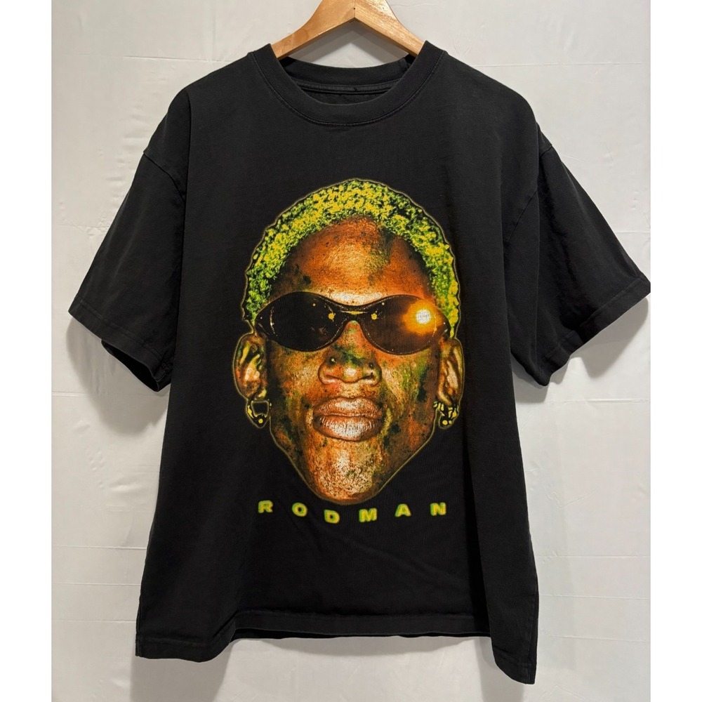 Rodman Still Bad Wanna T-Shirt Mens Black Cotton Graphic CrewNeck Large Vintage